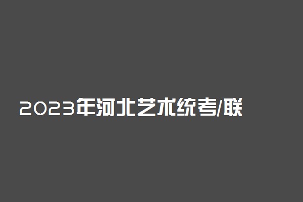 2023年河北艺术统考/联考专业报名及考试时间