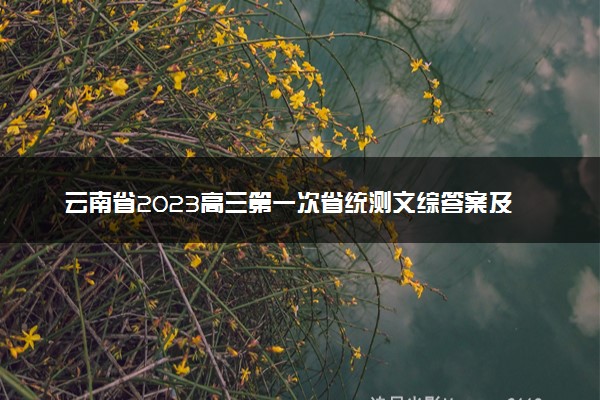 云南省2023高三第一次省统测文综答案及试题参考！