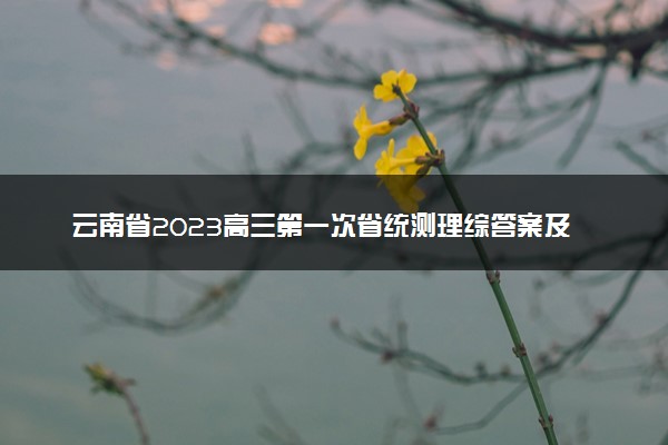 云南省2023高三第一次省统测理综答案及试题参考！