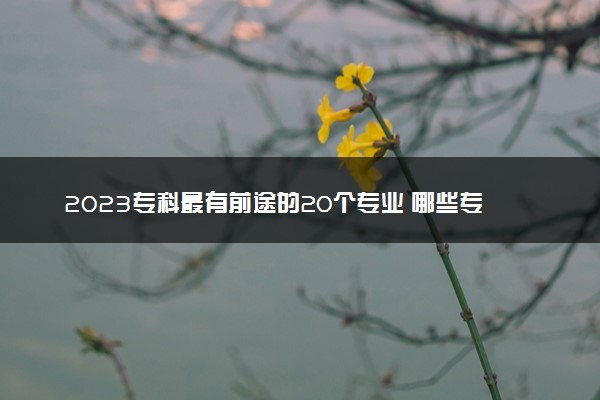 2023专科最有前途的20个专业 哪些专业前景好又赚钱