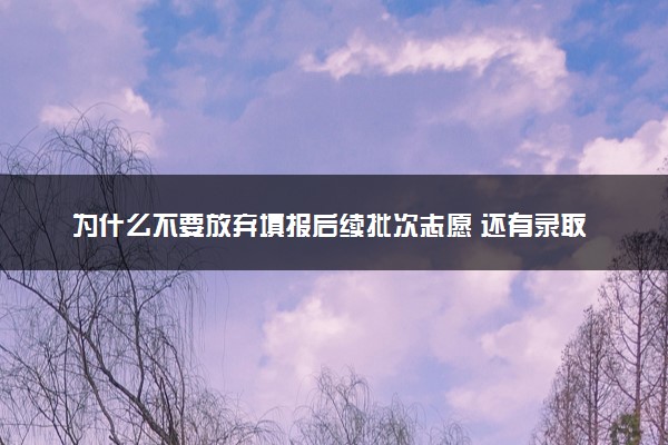 为什么不要放弃填报后续批次志愿 还有录取机会吗