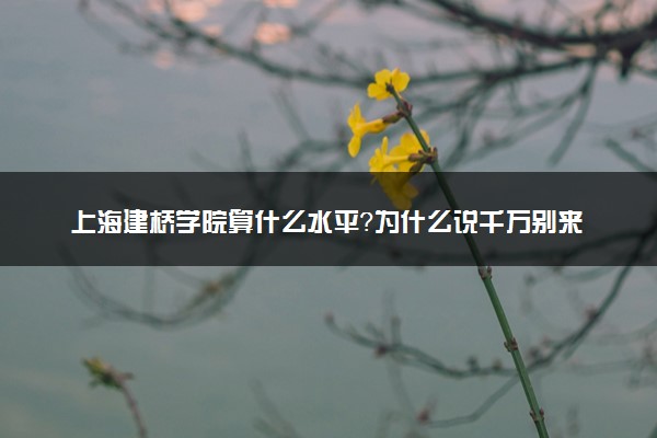 上海建桥学院算什么水平？为什么说千万别来上海建桥学院？
