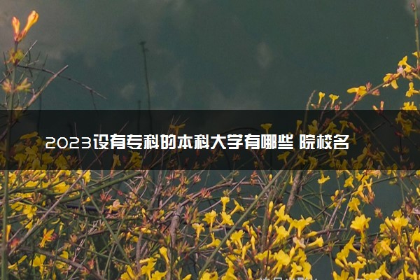 2023设有专科的本科大学有哪些 院校名单