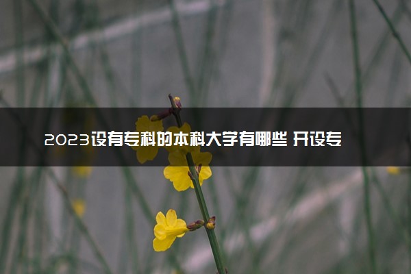 2023设有专科的本科大学有哪些 开设专科专业的本科