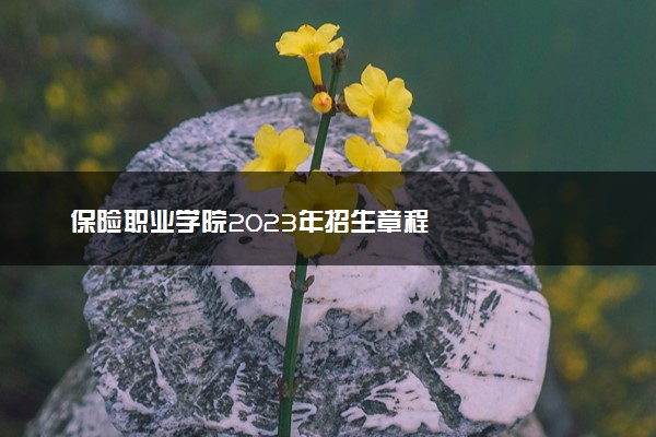 保险职业学院2023年招生章程