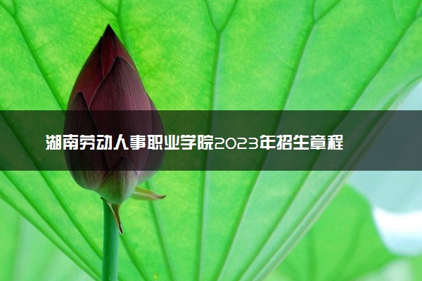 湖南劳动人事职业学院2023年招生章程