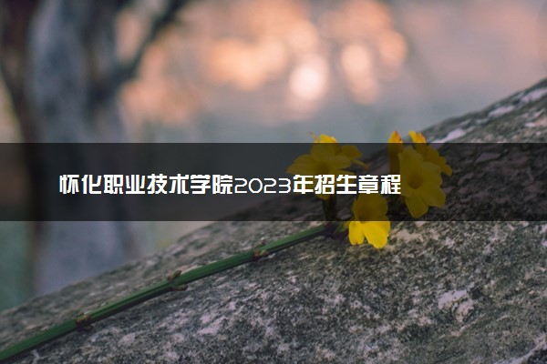 怀化职业技术学院2023年招生章程