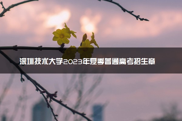 深圳技术大学2023年夏季普通高考招生章程