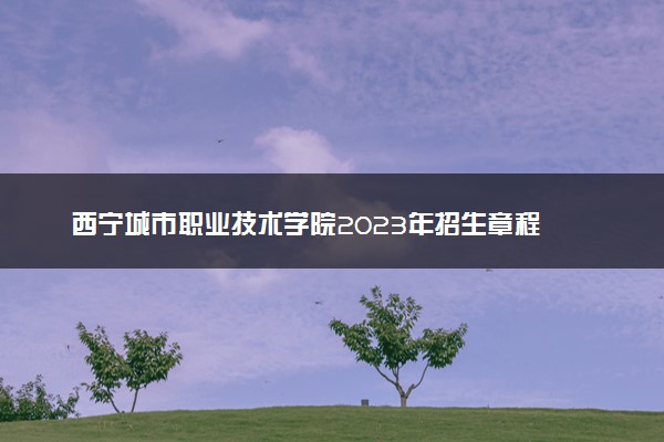 西宁城市职业技术学院2023年招生章程