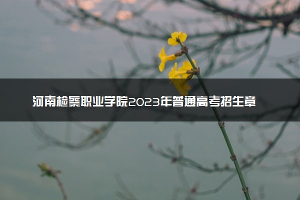 河南检察职业学院2023年普通高考招生章程