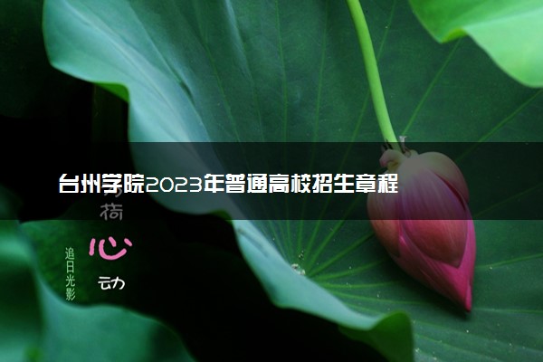 台州学院2023年普通高校招生章程