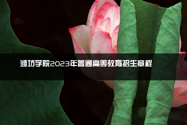 潍坊学院2023年普通高等教育招生章程