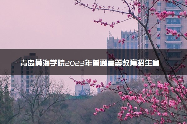 青岛黄海学院2023年普通高等教育招生章程