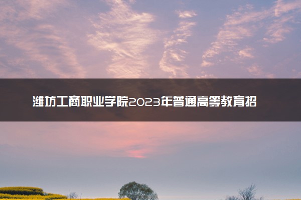 潍坊工商职业学院2023年普通高等教育招生章程