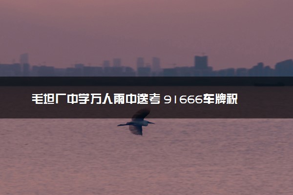 毛坦厂中学万人雨中送考 91666车牌祝福考生金榜题名