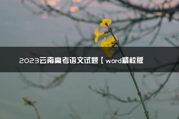 2023云南高考语文试题【word精校版】