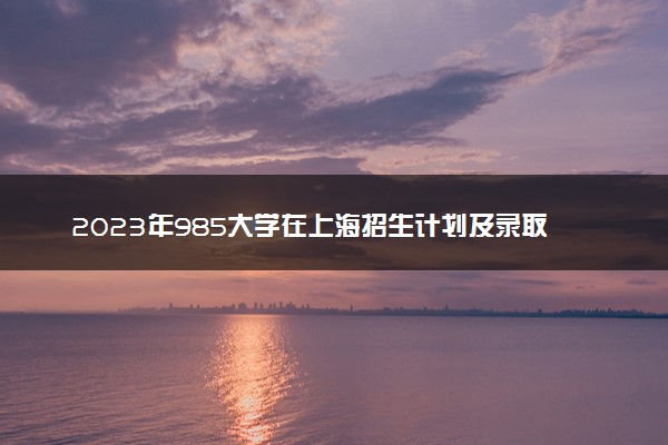 2023年985大学在上海招生计划及录取分数线