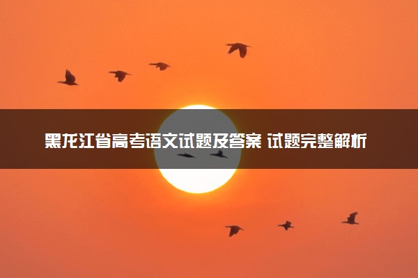 黑龙江省高考语文试题及答案 试题完整解析