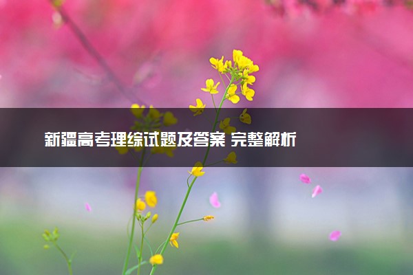 新疆高考理综试题及答案 完整解析