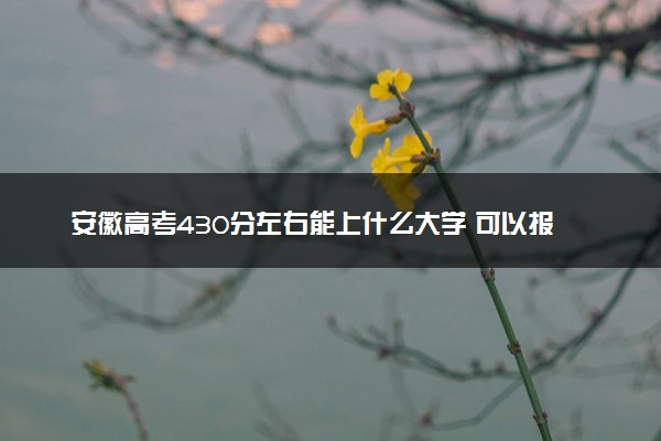 安徽高考430分左右能上什么大学 可以报哪些公办院校(2023报考推荐)