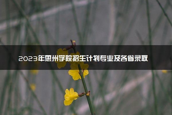 2023年惠州学院招生计划专业及各省录取分数线位次