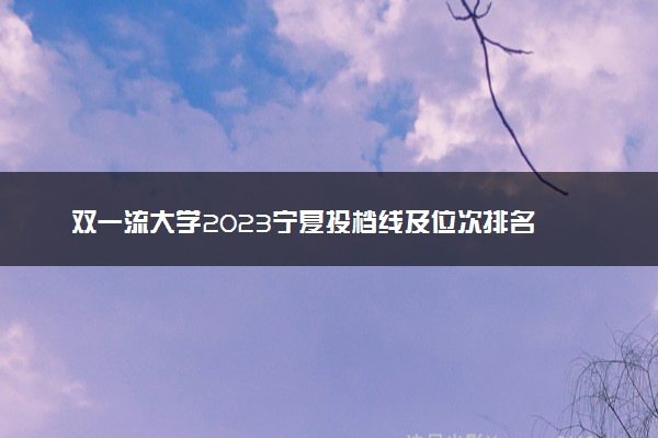 双一流大学2023宁夏投档线及位次排名