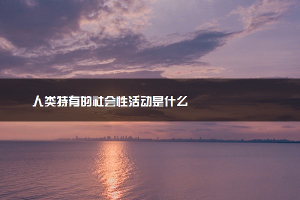 人类特有的社会性活动是什么