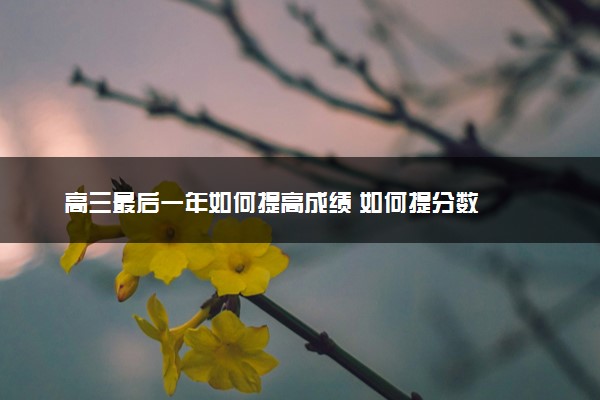 高三最后一年如何提高成绩 如何提分数