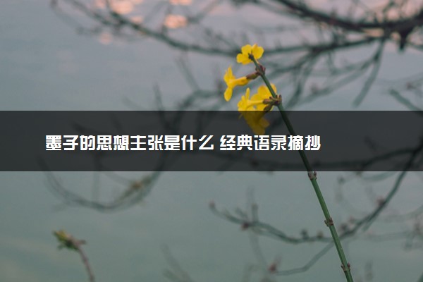 墨子的思想主张是什么 经典语录摘抄