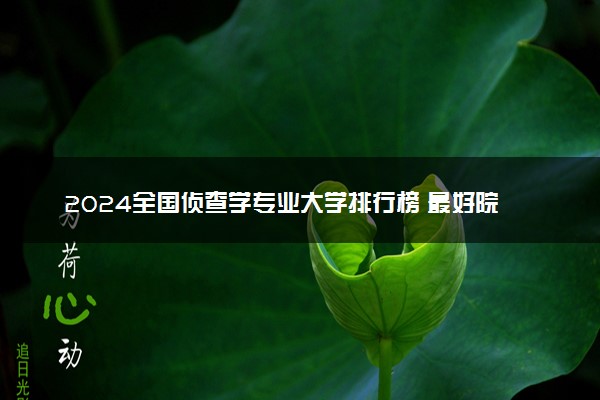 2024全国侦查学专业大学排行榜 最好院校排名名单汇总