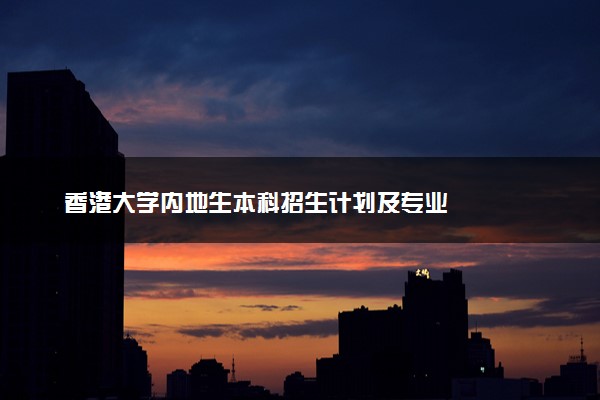 香港大学内地生本科招生计划及专业
