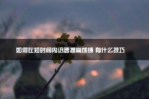 如何在短时间内迅速提高成绩 有什么技巧