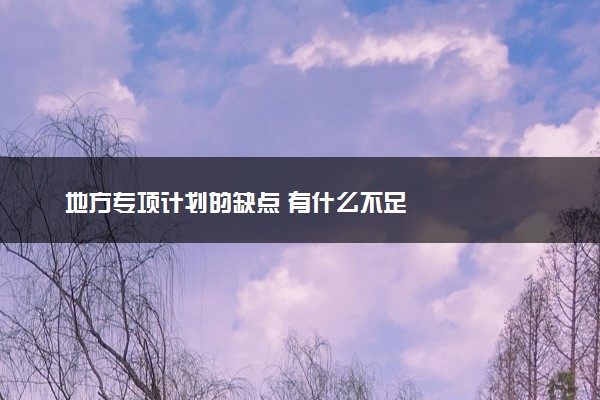 地方专项计划的缺点 有什么不足