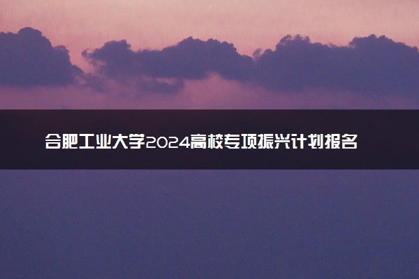 合肥工业大学2024高校专项振兴计划报名时间 几号截止