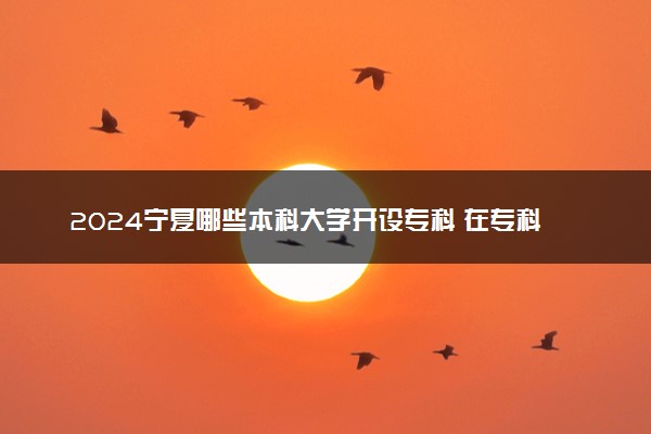 2024宁夏哪些本科大学开设专科 在专科招生的本科院校