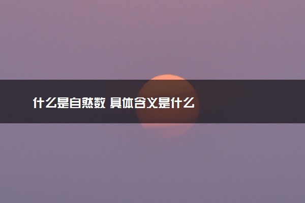 什么是自然数 具体含义是什么