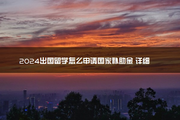 2024出国留学怎么申请国家补助金 详细攻略