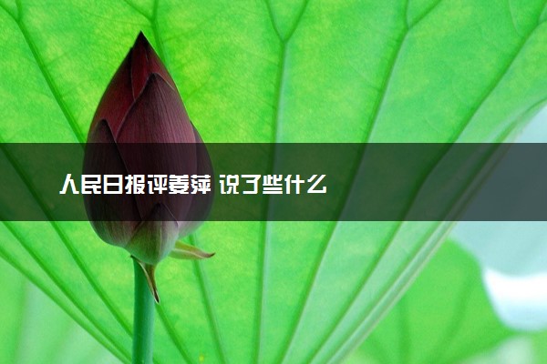 人民日报评姜萍 说了些什么