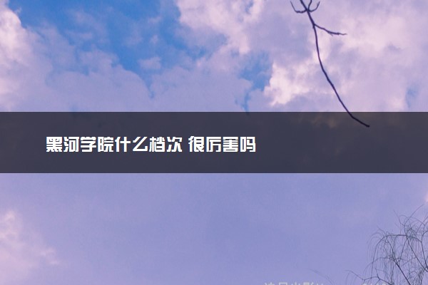 黑河学院什么档次 很厉害吗