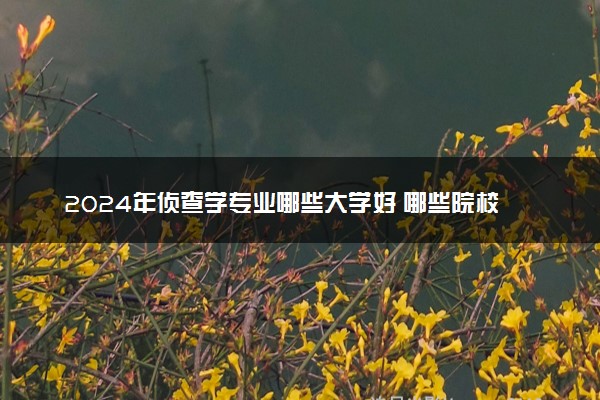 2024年侦查学专业哪些大学好 哪些院校侦查学专业强