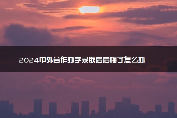 2024中外合作办学录取后后悔了怎么办 如何补救