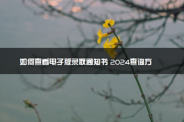 如何查看电子版录取通知书 2024查询方法是什么