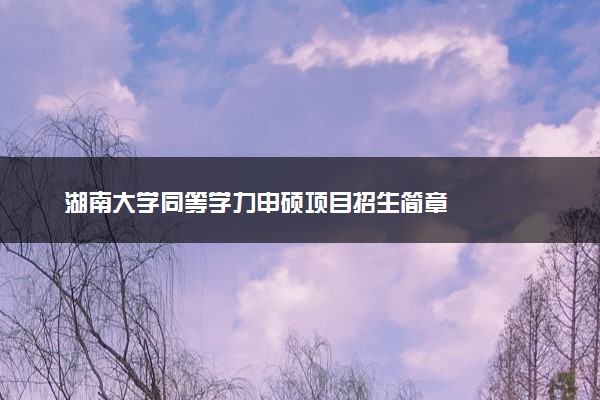 湖南大学同等学力申硕项目招生简章