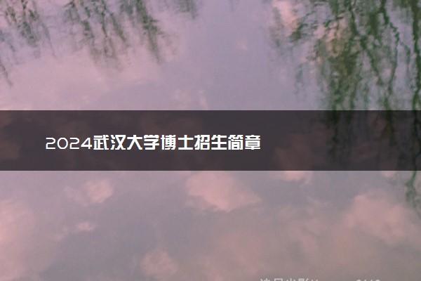 2024武汉大学博士招生简章