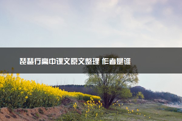 琵琶行高中课文原文整理 作者是谁