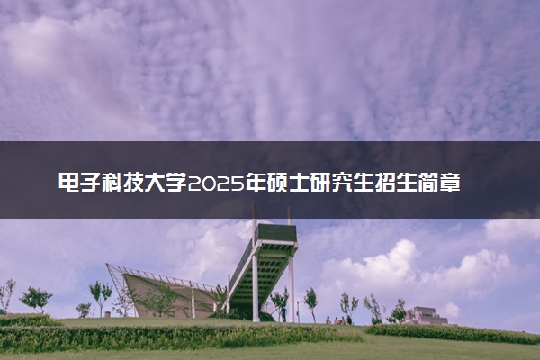 电子科技大学2025年硕士研究生招生简章