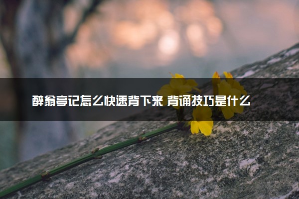 醉翁亭记怎么快速背下来 背诵技巧是什么