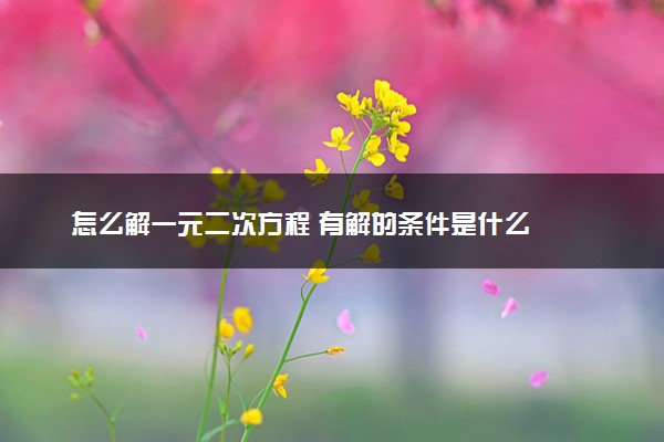 怎么解一元二次方程 有解的条件是什么