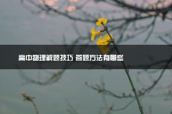 高中物理解题技巧 答题方法有哪些
