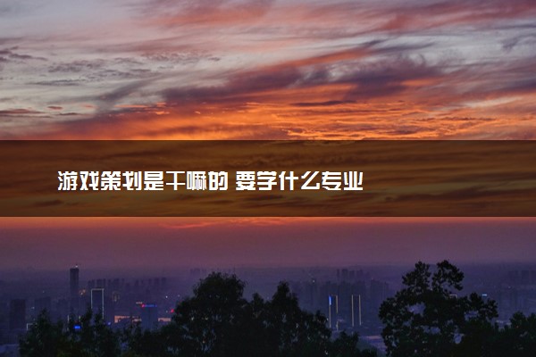 游戏策划是干嘛的 要学什么专业